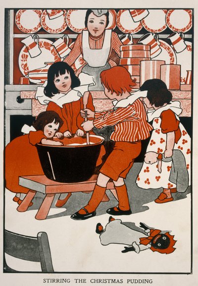 Stirring the Christmas pudding by English School